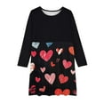 thumbnail image 3 of BLTIBY Toddler Valentine's Dresses Girls Gift Long Sleeve Heart Printed Dress Casual Birthday Party Sundress School Playwear Black 13-14 Years, 3 of 4