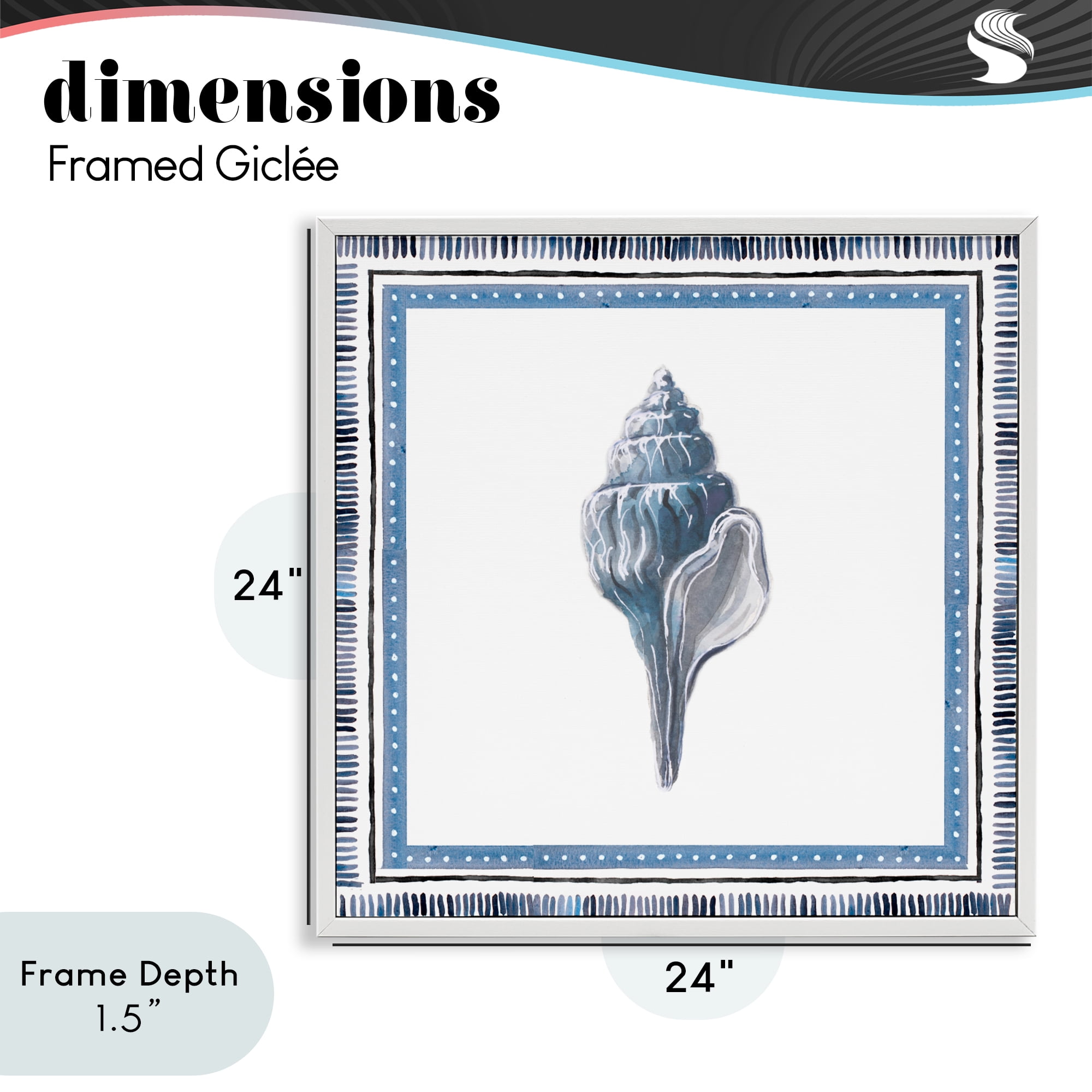 Stupell Industries Soft Blue Conch Shell White Framed Giclee Art, design by Lanie Loreth