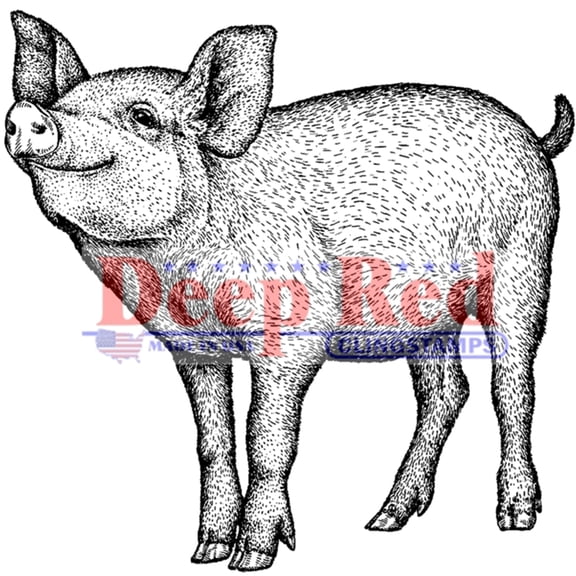 Deep Red Rubber Stamp Farm Piglet Wilbur Zuckerman's Fameous Pig Barnyard Animal