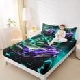 thumbnail image 3 of Manfei Racing Car Full Sheet Sets, Neon Cyan Sheet Set Full, Futuristic Honeycomb Bed Sheets Set Full Size, Super Cozy Room Decoration, 4 Pieces, 3 of 7