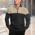 thumbnail image 4 of Ceisia Men's Regular-Fit Stand-Collar Half-Zip Color-Blocked Argyle-Textured Polyester Pullover Gift, 4 of 7