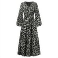 thumbnail image 3 of ZANZEA Women Party Dress Gown Ball Leopard Print V-Neck Swing Long Shirt Dress, 3 of 6