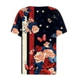 thumbnail image 5 of Xdegoge 4Th of July Patriotic T Shirts for Women USA American Flag Short Sleeve V Neck Stars and Stripes Casual Fit Floral Rose Graphic Summer Tops, 5 of 7