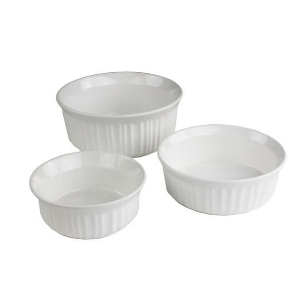 Corningware® French White 3 Piece Bakeware Set, Durable stoneware