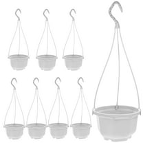 BESTOYARD 8Pcs Hanging Flower Pot Holder Plastic Octagonal White for Garden Plant Lovers