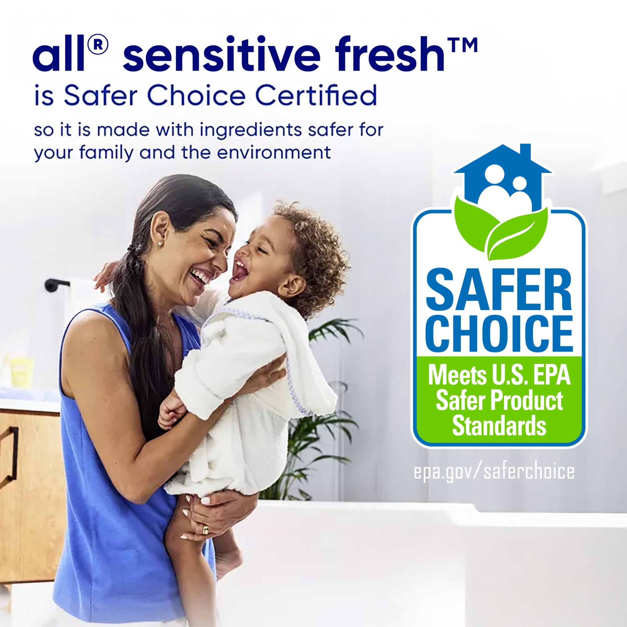 all Sensitive Fresh Liquid Laundry Detergent, Spring Breeze, 73 oz, 58 Loads