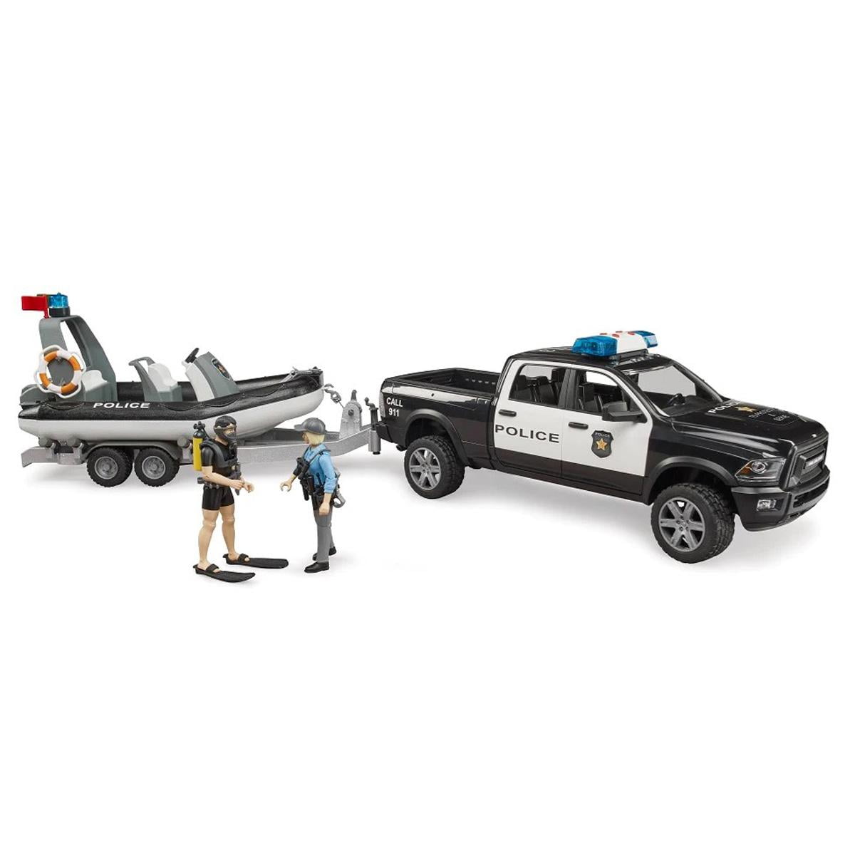 1/16 Ram 2500 Police Pickup Truck with Trailer & Boat by Bruder 02507
