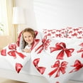 thumbnail image 3 of jejeloiu Cute Bowknot Bedding Comforter Set,Girl Ribbon Bow Twin Comforter Sets,Red White Bedding Set For Girls,Super Cozy Bedroom Decor Reversible,2 Pieces, 3 of 7