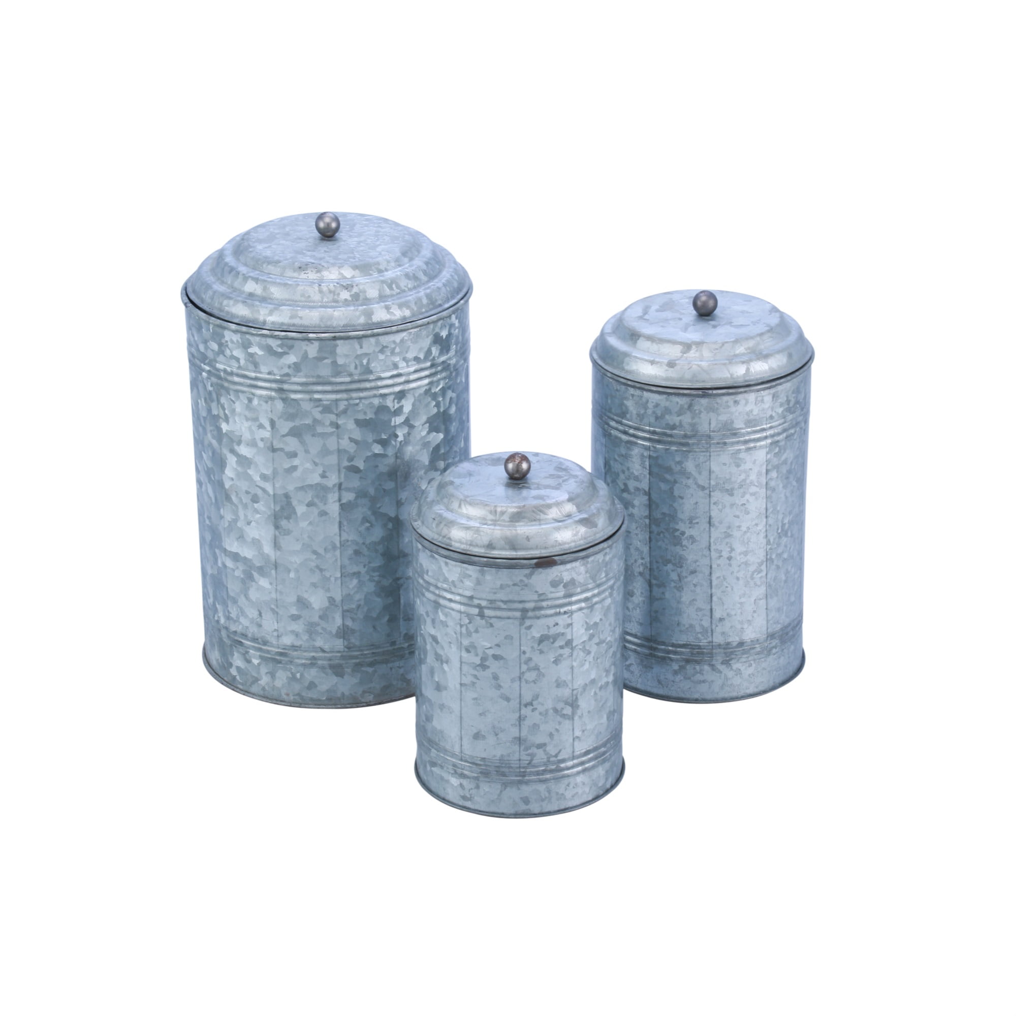 Heavy Galvanized Metal Rectangler Canister Set of Three Generic Heavy Galvanized Metal Rectangler Canister Set of Three Generic