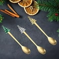 thumbnail image 3 of 5 PCS Christmas Tree Spoon Stainless Steel Coffee Spoon 5.8 Inch Dessert Spoon Holiday Themed Utensil for Coffee Stirring Dessert Eating Kitchen Dining Party Supplies Gold, 3 of 7