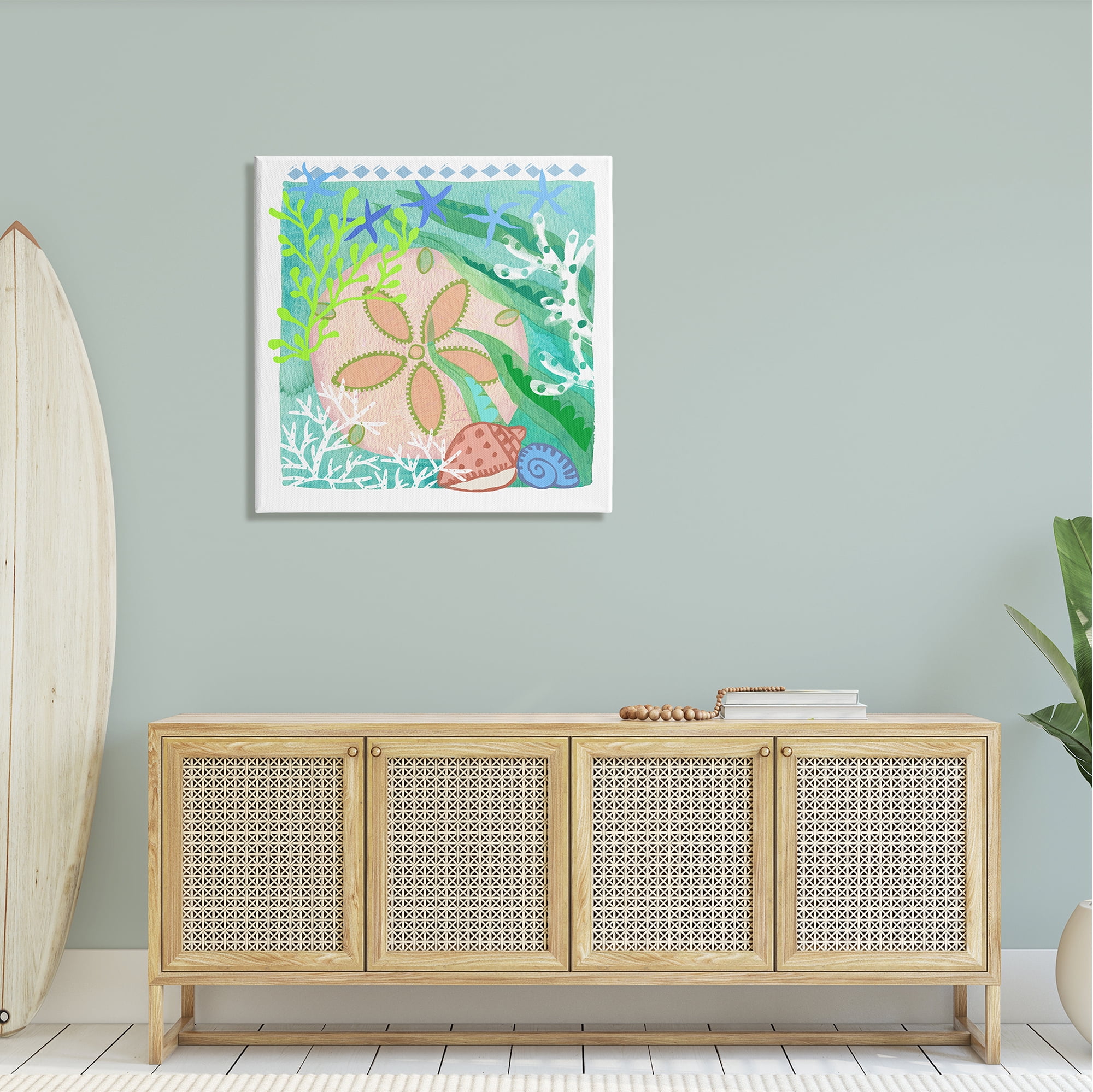 Stupell Industries Ocean Sand Dollar Collage Seashells Coral Pattern Graphic Art Gallery Wrapped Canvas Print Wall Art, Design by unknown