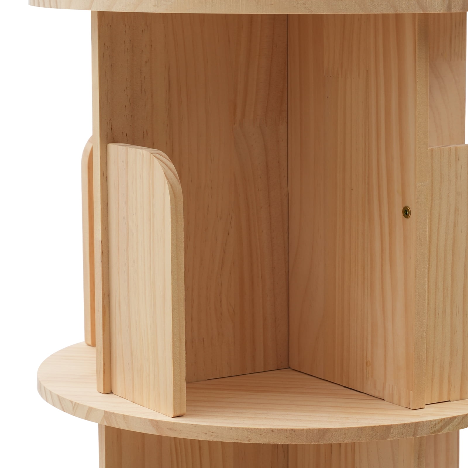 MIDUO 3 Layer 360 Rotating Bookshelf Floor Type Solid Wood 3-Layer Revolving  Bookstand 