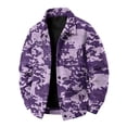thumbnail image 2 of Delconic Mens Corduroy Jacket Loose Casual Turn Down Collar Long Sleeve Button Front Overshirt Camouflage Print Fall Winter Top Purple S, 2 of 8
