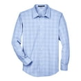 thumbnail image 4 of Devon & Jones DG520 Men's Crown Collection Glen Plaid Woven Dress Shirt-White/ Light French Blue-XL, 4 of 5