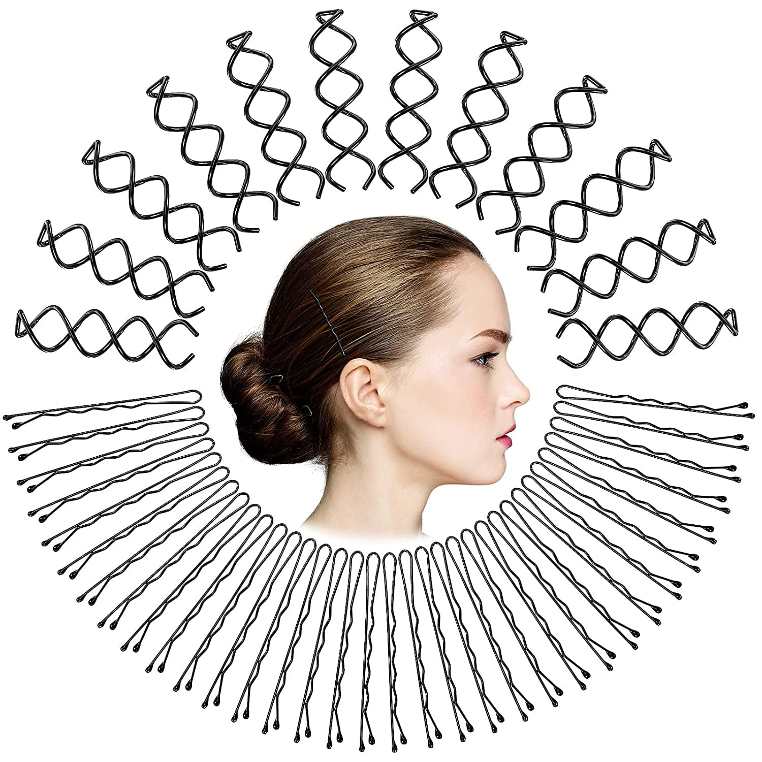 150 Pieces Bobby Pins Set, Include 100 Pieces Bobby Pins and 50 Pieces Spin Clip Pin, Black Metal Bobby Pins Spiral Hair Pin Spiral Hair Clip Corkscrew Hair Pins for DIY Hair 150 Pieces Bobby Pins Set, Include 100 Pieces Bobby Pins and 50 Pieces Spin Clip Pin, Black Metal Bobby Pins Spiral Hair Pin Spiral Hair Clip Corkscrew Hair Pins for DIY Hair