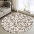 thumbnail image 2 of Farmhouse Brown Large Area Rugs for Bedroom Living Room, Soft Non Slip Carpet Bedside Rug, Vintage Flower Leaf Botanical Plant Round Floor Cover Kitchen Accent Rug 3.3' for Dining Room/Office, 2 of 9
