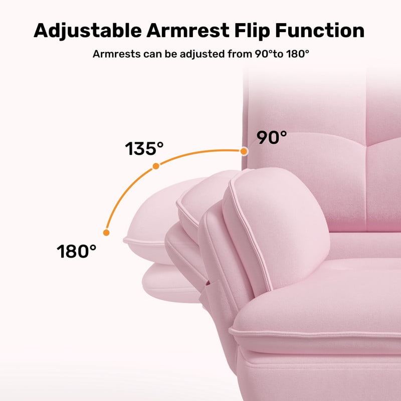 Hawsaiy Big and Tall Office Chair with Footrest, Ergonomic Executive Desk Chair with Flip-Up Arms, Reclining High Back Computer Chair with Headrest & Side Pockets, Pink