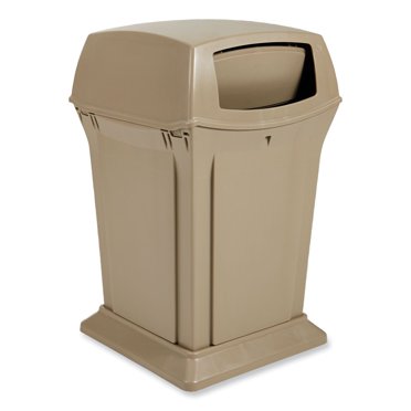 Fire-Resistant Trash Can, 24 Gal, Stationary, Square, Metal, Silver