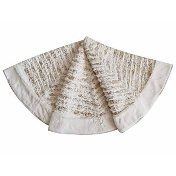 Fennco Styles Holiday Brushed Foil Print Faux Fur Christmas Tree Skirt
