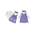 thumbnail image 2 of Loicainy Infant Baby Girl Halloween Clothes Set 3 6 12 18 Months Solid Long Sleeve Romper Ghost Embroidery Overall Dress Headband 3 Pcs Outfits, 2 of 9