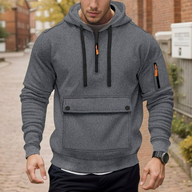 MHFRRA Sudaderas y Sudaderas para Hombre para Uso Diario, Holgadas, con Cremallera y Múltiples Bolsillos para Otoño E Invierno, conjuntos de Fin de Semana Cómodos y Elegantes GY1