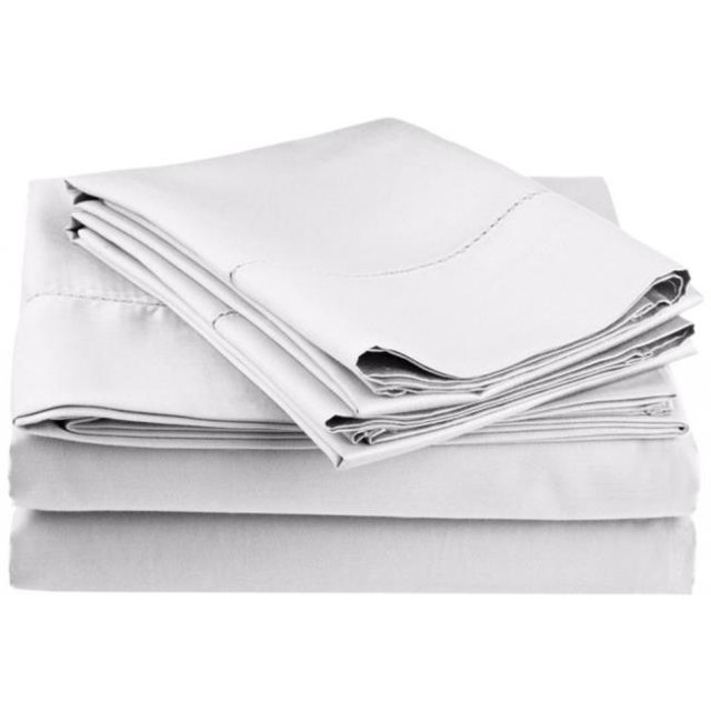 Ensemble de Draps à Mailles Très Grand-White Riches en Coton de 600 Fils