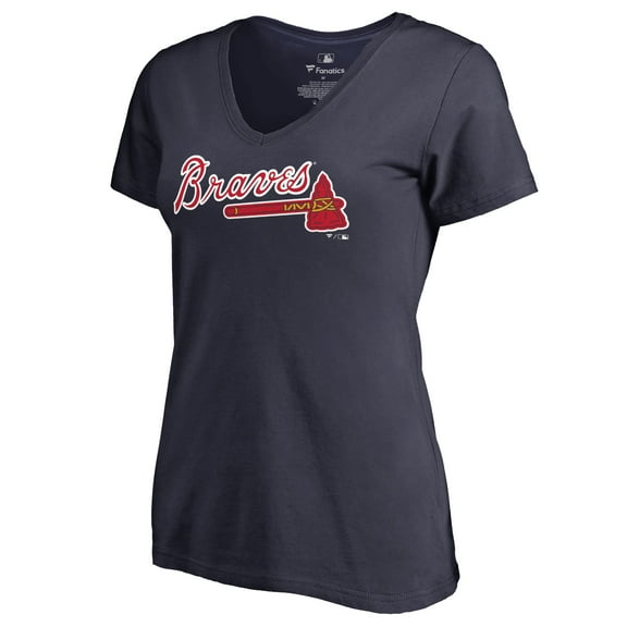 Women's Navy Atlanta Braves Team Wordmark T-Shirt