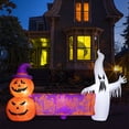 thumbnail image 4 of Wonder Garden 8FT Halloween Inflatables Outdoor Decoration - Halloween Blow Up Banner Yard Decorations Ghost Pumpkin Holding Happy Halloween Banner with Built-in Lights for Holiday Party Yard Garden, 4 of 5