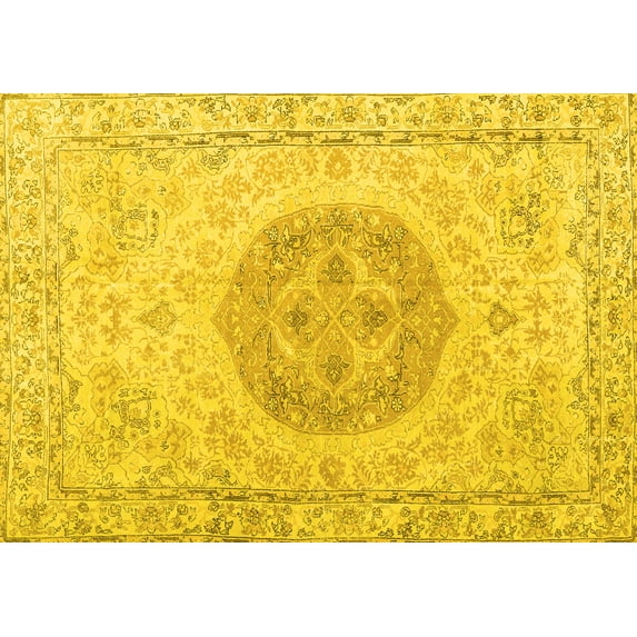 Ahgly Company Indoor Rectangle Persian Yellow Traditional Area Rugs, 5' x 7'