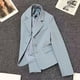 thumbnail image 2 of Blazer azul de una sola botonadura para mujer, chaqueta de traje de manga larga de moda coreana para mujer 2023, blazer holgado y elegante para mujer, 2 of 6