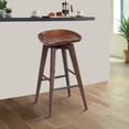 thumbnail image 6 of Contoured Seat Wooden Frame Swivel Barstool with Angled Legs, Dark Brown, 6 of 6
