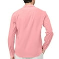thumbnail image 4 of Cotton Linen Shirts for Men Lightweight Casual Long Sleeve Henley Beach Hawaiian Tops Hot Pink M, 4 of 4