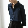 thumbnail image 2 of Vintage Black Striped Shirts Women Office Long Sleeve Loose Casual Blouses Lady Korean Fashion Elegant Chic All Match Tops, 2 of 6