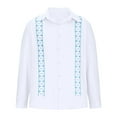 thumbnail image 2 of APEXFWDT Mens Cotton Linen Cuban Shirt Button Down Long Sleeve Print Shirts Casual Guayabera Beach Tops, 2 of 5
