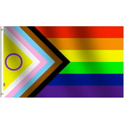 New Intersex-Inclusive Progress Pride Flag 3X5Ft Large Durable Chevrons Progressive Flag Showing LGBT Community Support House Decoration Banner Small Yard Gift