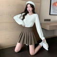 thumbnail image 3 of PIKADINGNIS Vintage Brown Woolen Mini Skirt Women Korean High Waist Pleated Skirts School Girl Uniform Y2K All-Match Jk Short Skirt, 3 of 6