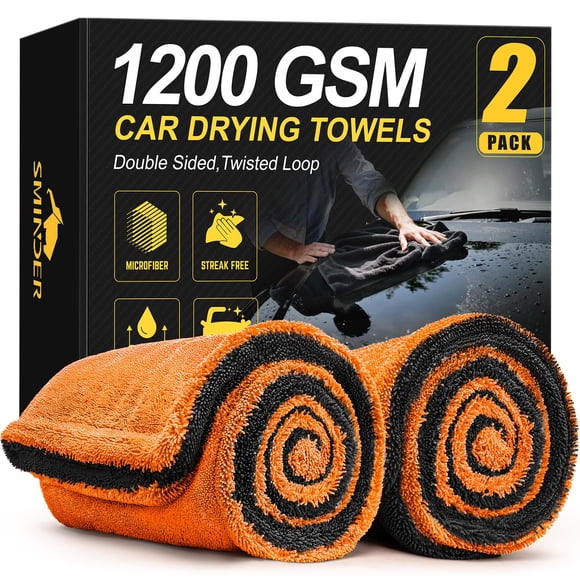 Toallas para Secar Autos SMINDER Paquete de 2 de Microfibra 1200 GSM 36x24 cm