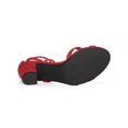 thumbnail image 3 of BLISSFUL STEP Women's Sandals High Block Heels Solid Color Lace up Sandals Red Heel 11, 3 of 8