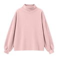 thumbnail image 3 of Hzzrkos Girls Corduroy Mock Neck Sweatshirt Long Sleeve Casual Pullover Tunic Top Soft Textured Shirt with Side Slit Hem Relaxed Daily School Travel Wear Pink, 3 of 8