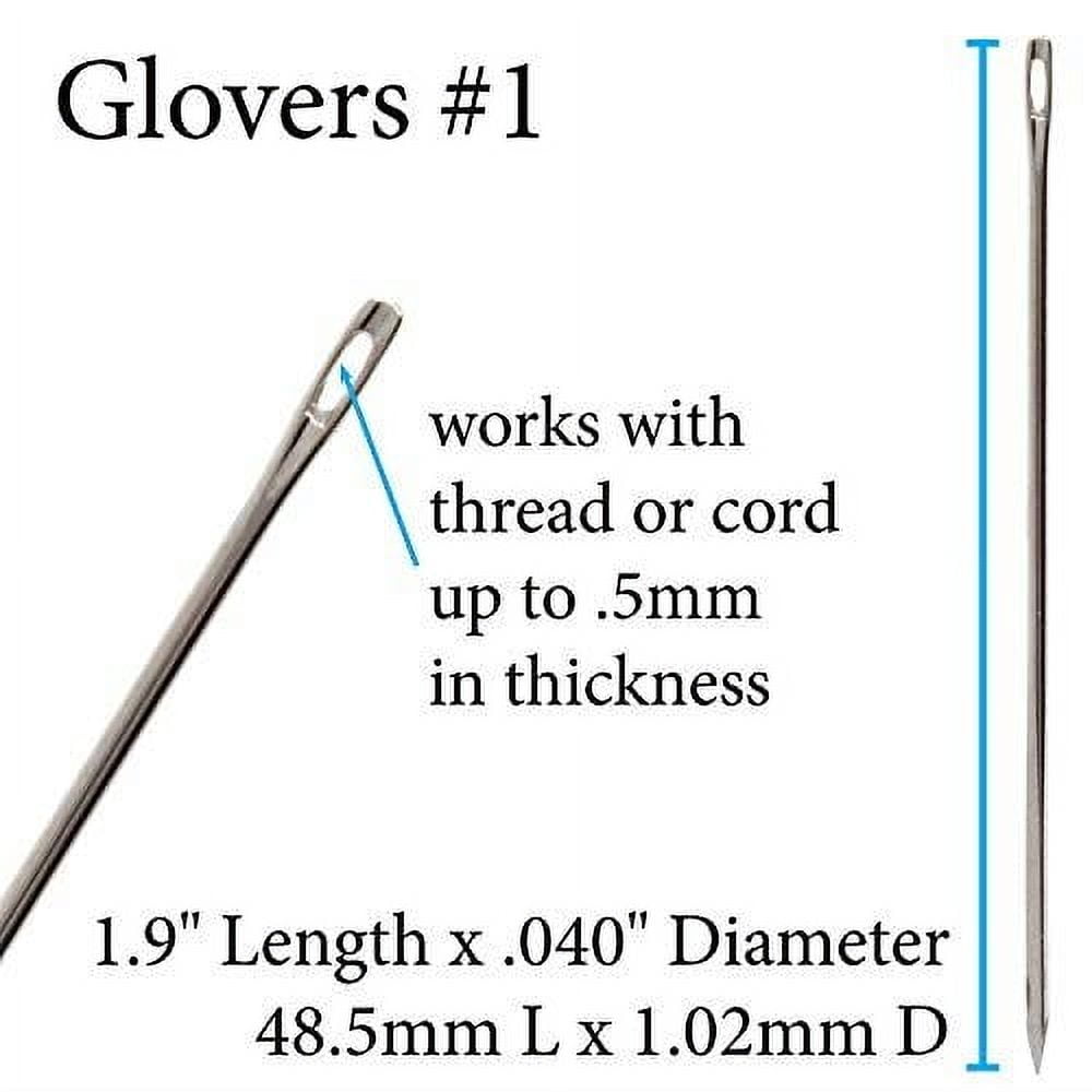John James Glovers Needles, Size #1, 48.5mm in Length and 1.02mm in Diameter, Pack of 25, Triangular Point, Ideal to Pass Through Tougher Materials Such as Leather, Suede, Vinyl and Soft Plastics