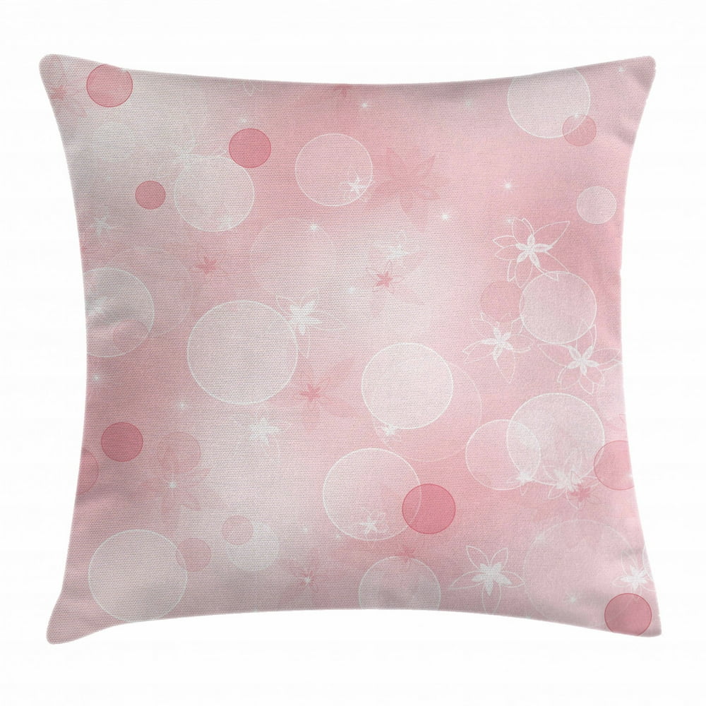 Light Pink Throw Pillow Cushion Cover, Floral Background with Hazy