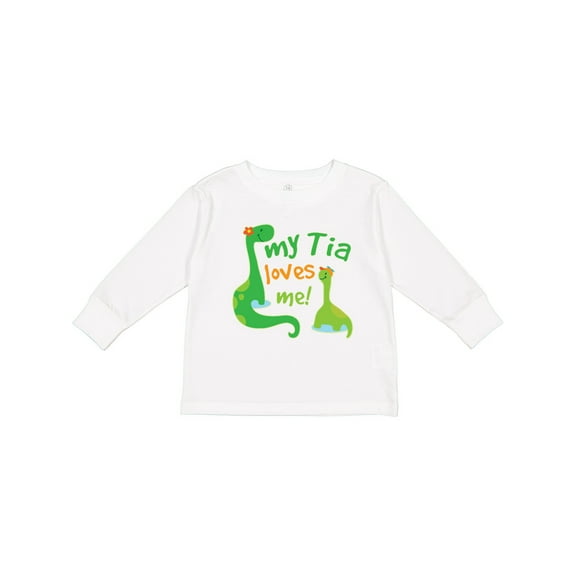 Inktastic My Tia Loves Me Dinosaur Boys Long Sleeve Toddler T-Shirt