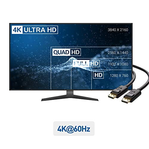 Cable Matters 4k Displayport To Displayport Cable Dp To Dp Cable Display Port Cable 6 Feet 4k 60hz 2k 144hz Monitor Support Walmart Com