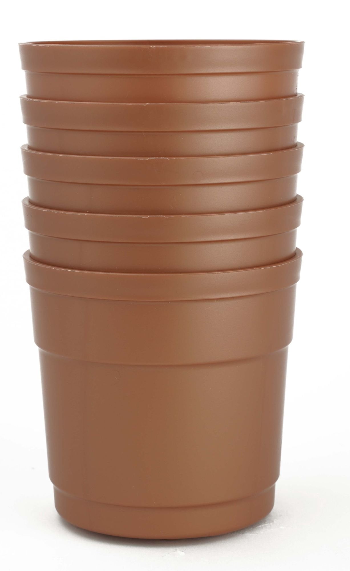 Austin Planter Plastic Flower Pots with Saucers, 4 inch, Copper, 5 Pack, s Planter, Nursery Planter, Colorful Flower Pots with Saucers