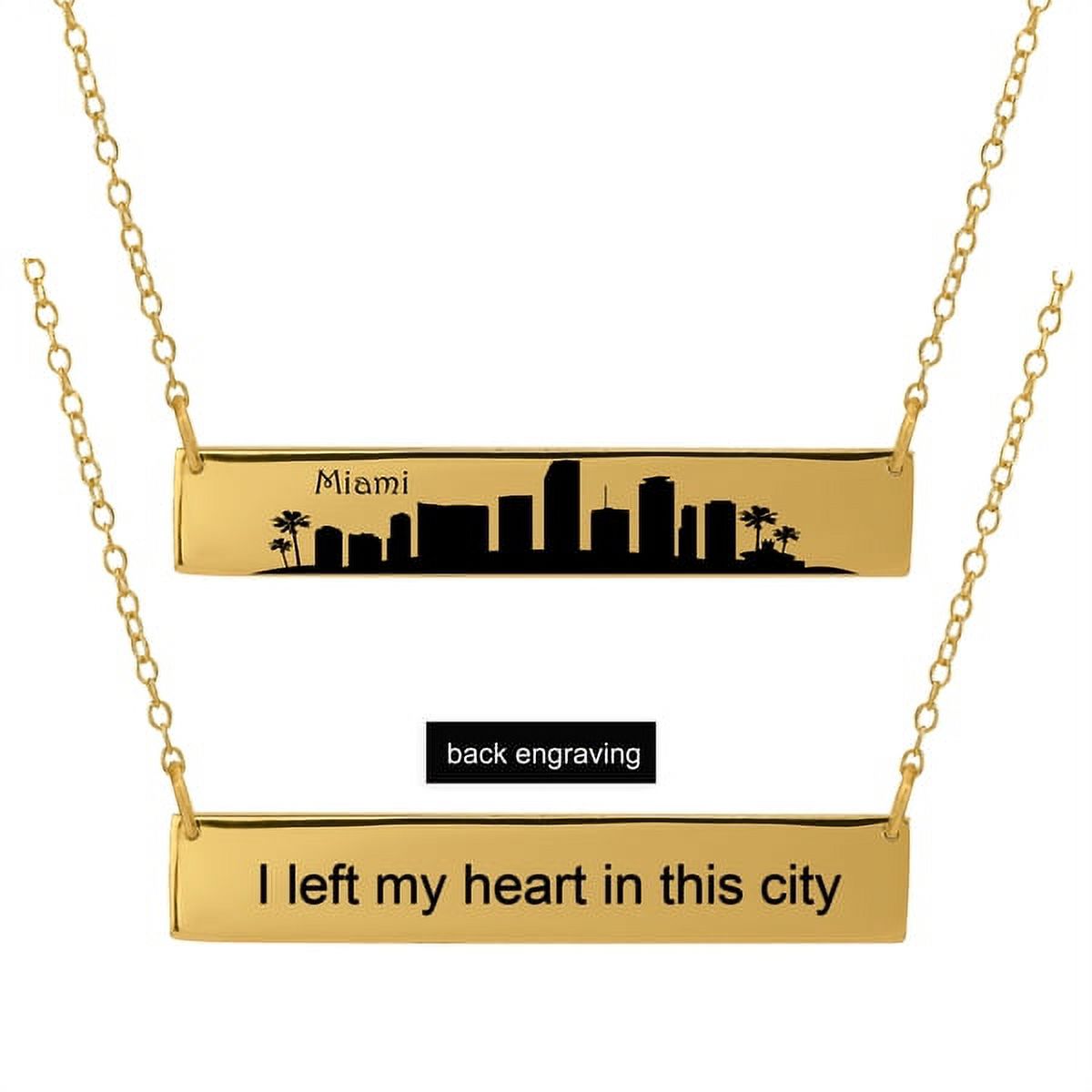 Personalized Sterling Silver, Gold Plated, 10k or 14k City Skyline Bar Necklace With 18 inch Link Chain