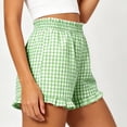 thumbnail image 5 of WXLWZYWL Women Plaid Pajama Shorts Elastic High Waist Ruffle Hem Lounge Sleep Shorts with Side Pockets Summer Casual Bottoms, 5 of 6