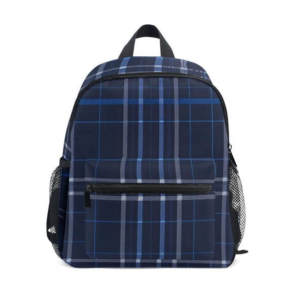 Blue Checked Mini Backpack Cute Small Backpack with Chest Strap and Whistle Ages 3-8