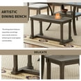 thumbnail image 6 of Harper & Bright Designs 6 Pieces Farmhouse Kitchen Table set for 6, Wooden Rustic Dining Table set with 4 Cross Back Chairs and Bendch, Antique Graywash, 6 of 16