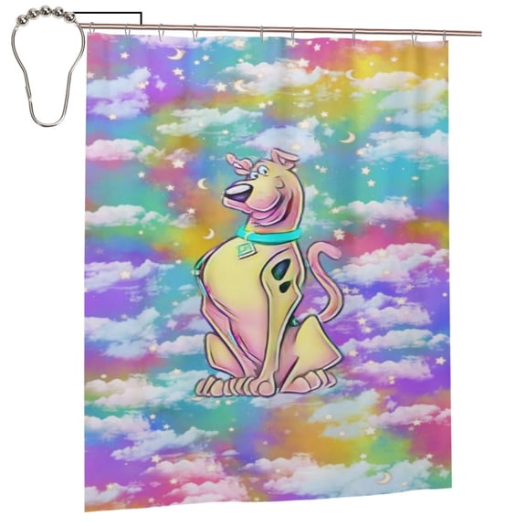 Scooby Doo Shower Curtain, Lovely Cartoon Shower Curtains Set for Kids Boys Girls College Dorm Bathroom, Waterproof Restroom Bathtub Decor Accessories with 12 Hooks 60"X72" Iron