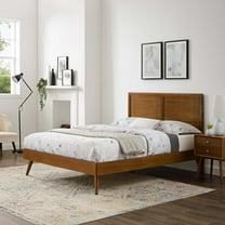 Modway Marlee Queen Wood Platform Bed With Splayed Legs in Walnut
